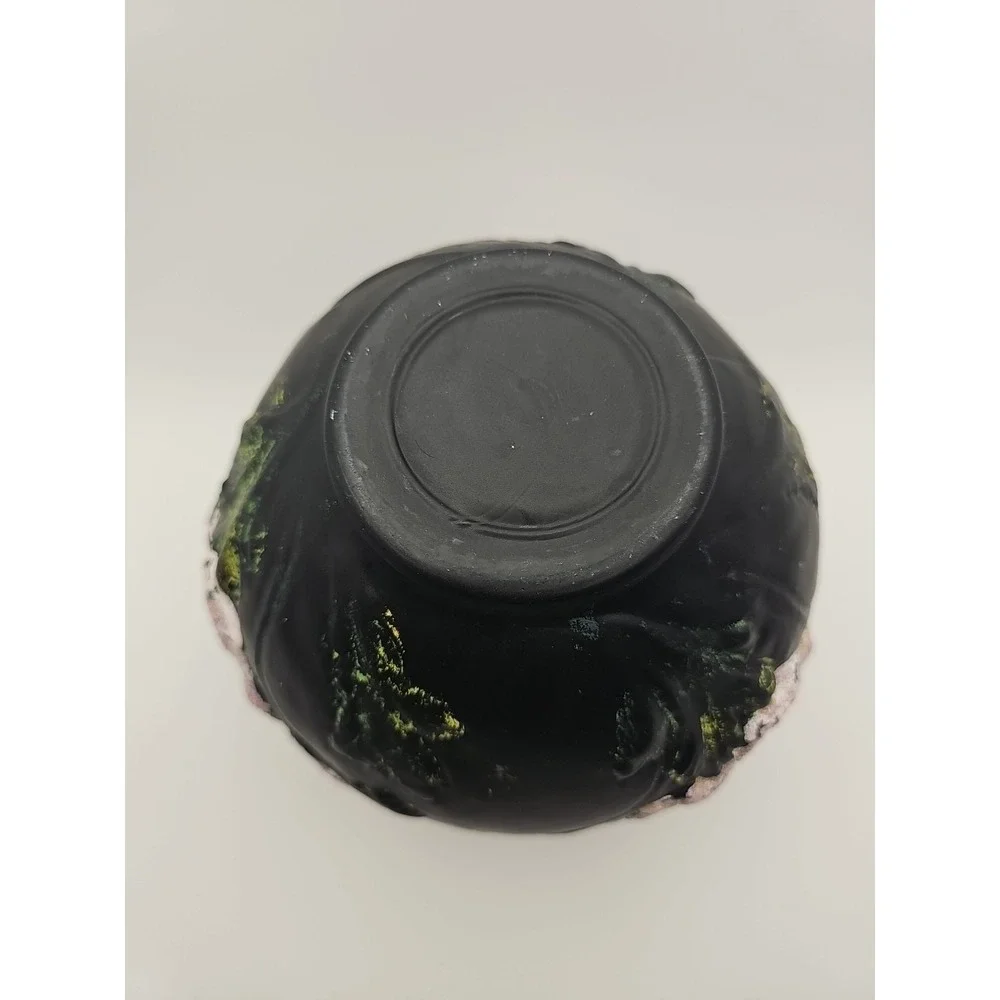 Antique Tiffin Coralene Embossed Handpainted  Poppy Vase Black Satin On Amethyst